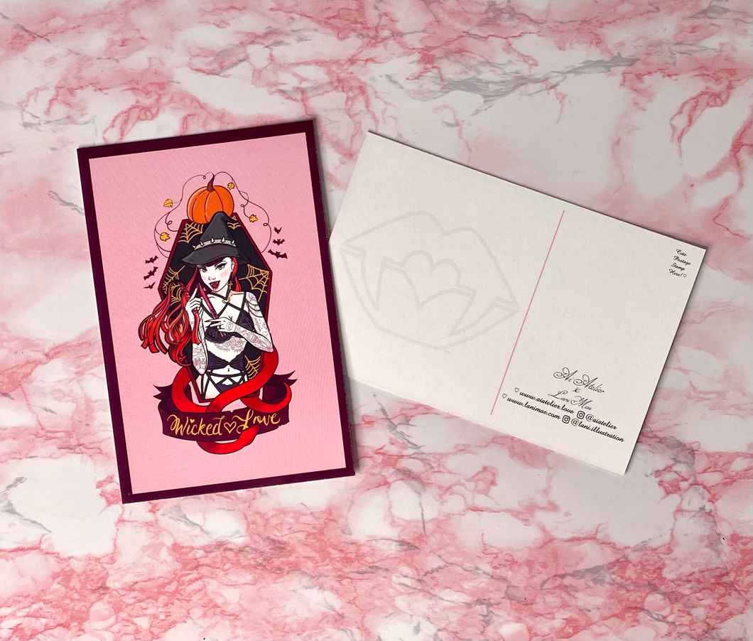 Ai Atelier x Lani Mae Halloween Wicked Love Art Print Postcard | Limited Edition