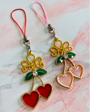 Load image into Gallery viewer, Pink Heart Cherry Charm

