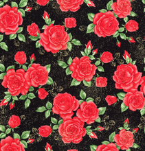 Load image into Gallery viewer, Metallic Gold Red Rose Face Mask