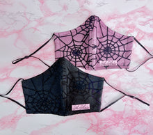 Load image into Gallery viewer, Sparkle Spider Web Black Face Mask