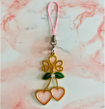 Load image into Gallery viewer, Pink Heart Cherry Charm
