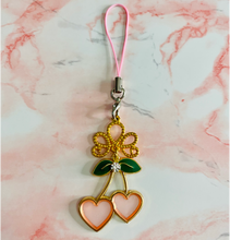 Load image into Gallery viewer, Pink Heart Cherry Charm