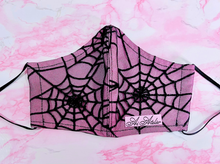 Load image into Gallery viewer, Sparkle Spider Web Pink Face Mask