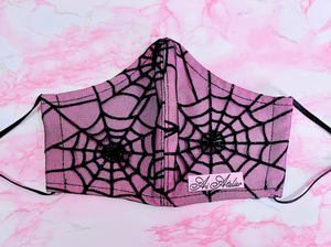 Sparkle Spider Web Pink Face Mask
