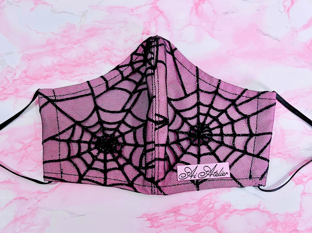 Sparkle Spider Web Pink Face Mask