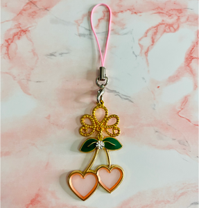 Pink Heart Cherry Charm