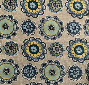 Vintage Yellow Blue Floral Face Mask