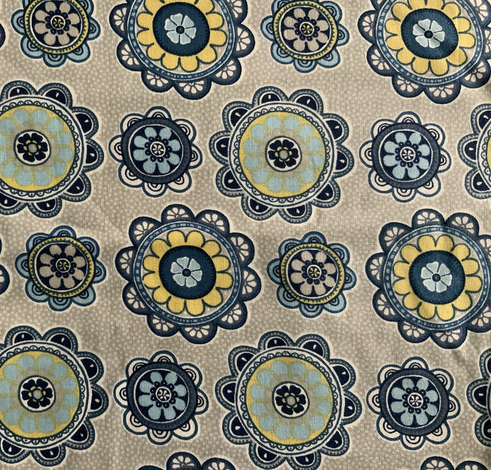 Vintage Yellow Blue Floral Face Mask